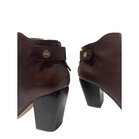 Louise Et Cie Leather Ankle Boots Womens 9.5 Brown Pointed Toe Block Heel Class - Picture 11 of 16